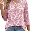 XIEERDUO 3/4 Length Sleeve Womens Tops Fashion Clothing V Neck T Shirts Dressy Blouses Business Casual Outfits Tunic Tops (Large)