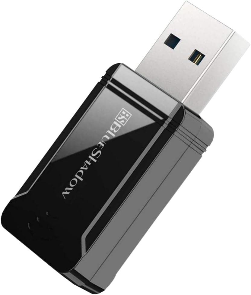 Blueshadow AC1300 USB WiFi Adapter - 2.4G/5G Dual Band Wireless Network Adapter for Desktop Computers PC, MU-MIMO WiFi Dongle, USB 3.0, Supports Windows 11, 10, 8.1, 8, 7, XP/MAC OS 10.5-10.15