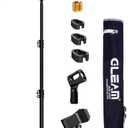 GLEAM Microphone Stand for Light Microphone less than 1 LB - Tripod Boom Arm Mic Stand with Carrying Bag, 2 Mic Clips and Screw Adapter Portable for Singing Performance Wedding Stage and Mic Mount