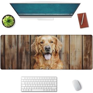 Golden Retriever Mouse Pad, Gaming Mouse Pad, Non-Slip Rubber Base, Office Accessories, Desk Mat, Cute Dog MousePads for School, Work, Home Decor Gifts 31.5" x 11.8"