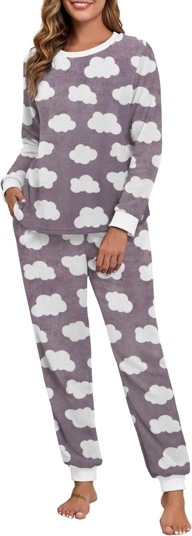 PrinStory Women's 2 Piece Pjs Matching Sets (L)