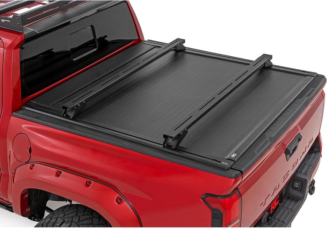 Rough Country Adjustable T-Slot Crossbars for Pickup Truck Beds – Fits 50"–59" Tracks, 3.25" Tall Cargo Rails, Universal T-Slot Mounting for Racks & Accessories