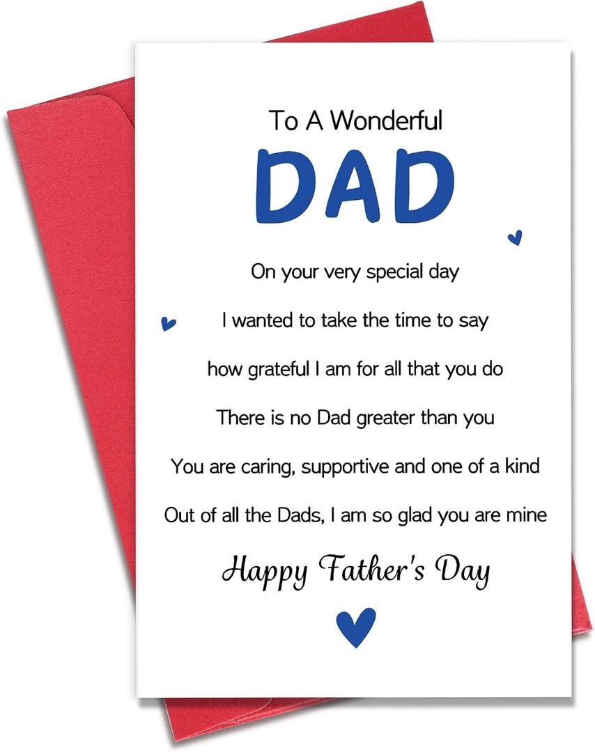 4 x Fathers Day Card for Dad from Daughter Son, Father's Day Dad Gift from Daughter Son Wife, Happy Father's Day Card Gift for Husband Dads Daddy Grandpa Fathers Day Decorations Dad Birthday Card Gifts