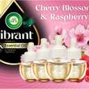 Air Wick Vibrant Plug In Scented Oil Refill, Infused with Essential Oils, Plug In Air Fresheners for Home, Cherry Blossom & Raspberry, 4 ct