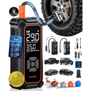 OlarHike Cordless Tire Inflator Portable Air Compressor, 150PSI Dual Power_6000mAh & 12V DC, Air Pump for Car Tires, Bike, Motorcycle, with LED & Digital Pressure Gauge, Gifts for Men & Women (6000mah with Cable (Car&SUV&Light Pickup))