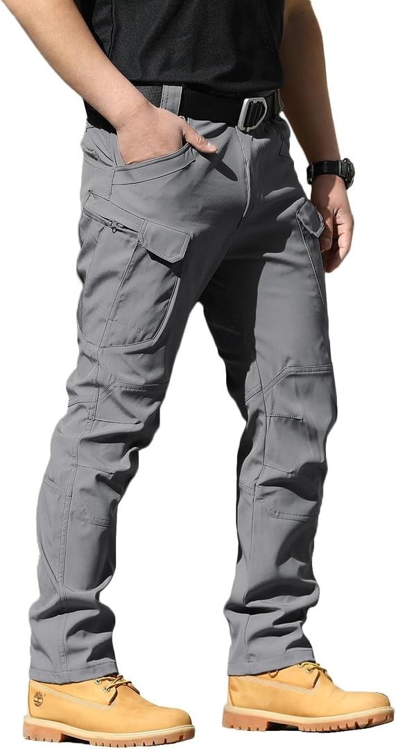 AUTIWITUA Men's Tactical Pants Water Resistant Flex Ripstop Cargo Pants Lightweight Hiking Pants with Multi Pockets(No Belt) (XXL)