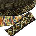 33 Yards 3/4 Inch Black Gold Embroidered Ribbon Glitter Eyes Pattern Ethnic Ribbons Metallic Vintage Polyester Jacquard Woven Fabric Trim Bulk for Sewing Making Crafts Christmas Decor Supply