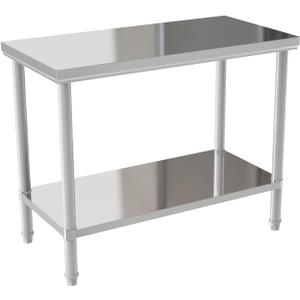 Stainless Steel Table Prep & Work 20 x 40 Inches, NSF Commercial Heavy Duty Table with Undershelf and Galvanized Legs for Restaurant, Home and Hotel