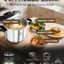 Pressure Cooker Stainless Steel 6.3 Quart,Olla De Presion For 2-3 People[Glass Lid & Steamer Rack Included][Press To Open][Compatible With Induction And Gas Stovetops]