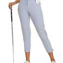M MOTEEPI Womens Golf Pants with Pockets Ankle Length Pants for Women Quick Dry Women's Travel Pants Lightweight Athletic Work Pants Light Grey Size 14