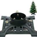 Huwena Christmas Tree Stand with Water Reservoir 8ft Christmas Tree Holder Real Xmas Artificial Trunks Stand Fits Up to 5" Pine Holder Base Cast Iron for Xmas Rustic Decoration Square (Green)