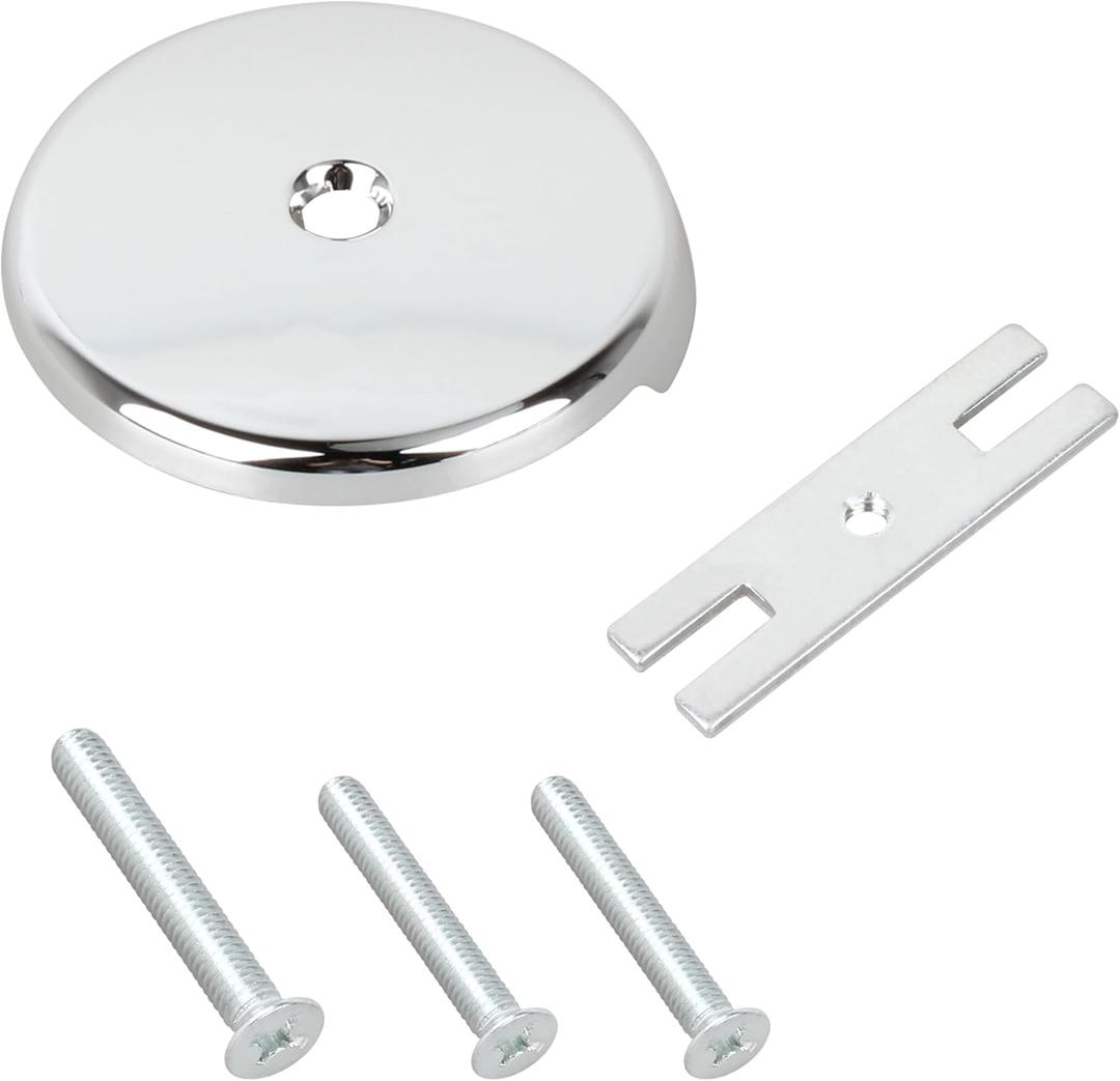 1-Set Single Hole Bathtub Overflow Drain Cover,Universal Bathtub Drain Cover with 3 Screws & Adapter