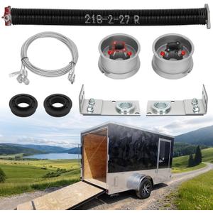 TSAP780 Ramp Door Spring Kit for 7' Wide Cargo Trailers, 80 LB Torsion Spring Assembly with Cables, Drums & Mounting Hardware, Torsion Bar Not Included