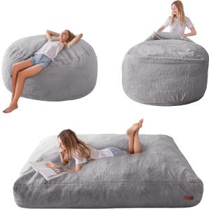 MAXYOYO Giant Bean Bag Chair Bed for Adults, Convertible Beanbag Folds from Lazy Chair to Floor Mattress Bed, Large Floor Sofa Couch, High-Density Foam Filling, Machine Washable