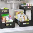 2-Pack Under Sink Storage Organizer, Large 2-Tier Elegant Mesh Pull Out Shelf for Kitchen and Bathroom Cabinet Organization, L-Shaped and Adjustable Height Design,Patent Pending-Black (2 Pack-15.74"Dx11.4"-16.14"H)