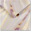 CRE8TIVE Matte Gold Pink Marble Contact Paper 12"x80" Liquid Marble Wallpaper for Kitchen Countertop Peel and Stick Wallpaper Removable Self Adhesive Vinyl Warp for Bathroom Cabinets Desks Table Tops (12" x 80")