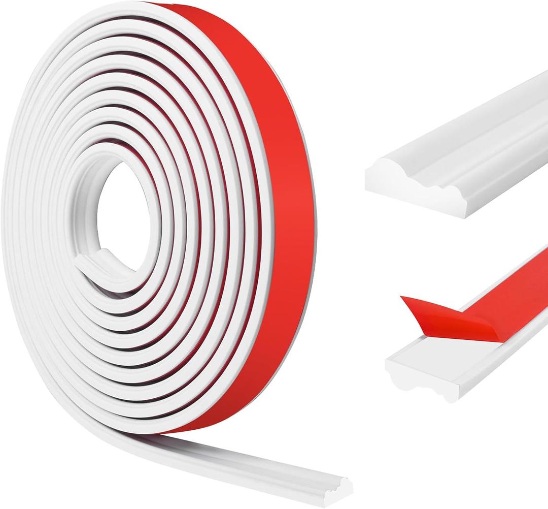 EYAYEN Peel and Stick Wall Molding Self Adhesive Flexible Molding Trim for Edges Mirror Border Crown Molding Window Door Framing Waterproof Edge Guard Home Decoration(White, 0.9 in10 ft)