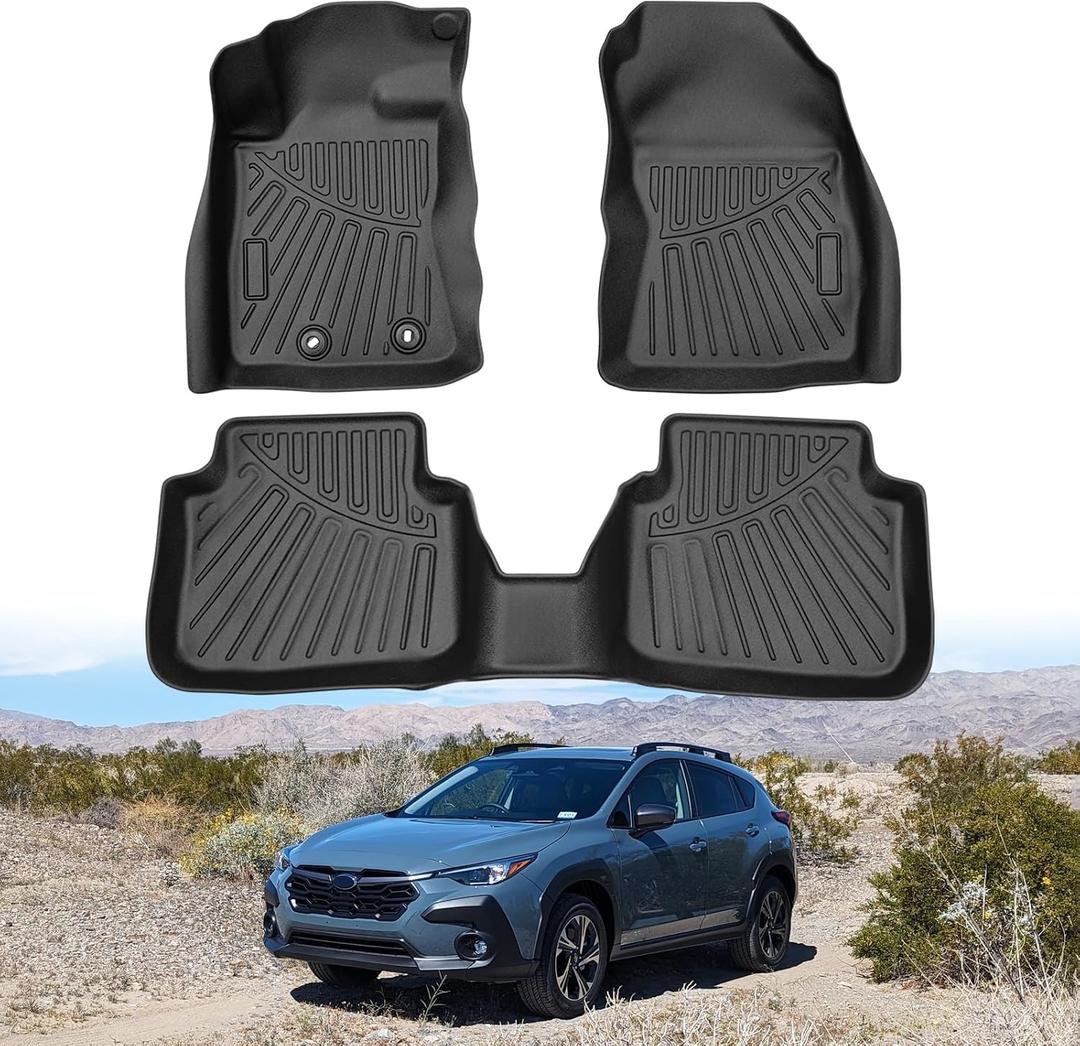 Powerty Floor Mats for 2024 2025 2026 Subaru Crosstrek & Impreza All Weather 3D TPE Anti-Slip Car Liners for 1st & 2nd Row Accessories