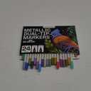 ARTISTRO 24 Metallic Dual-Tip Acrylic Paint Markers for Rock, Canvas, Glass, Wood, & More Fine + Dot Tips