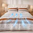 Boho Quilt Set Queen Size Lightweight Microfiber Bohemian Quilt Bedding Set, All Season Boho Bedspread Queen, Soft Boho Coverlet with Shams, Moroccan Patterned Bedding for Bedroom & Guest Room