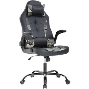 PC Gaming Chair Ergonomic Office Chair Desk Chair PU Leather Racing Chair Executive Swivel Rolling Computer Chair with Lumbar Support Flip Up Arms Headrest for Adults,Camo