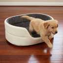 Small Dog Bed Cat Bed 16x20 Inch, Calming Pet Bed for Puppies, Teacup Dogs & Kittens, Half-Enclosed Open-Top Velvet Anti-Anxiety Bed, Machine Washable Cozy Snuggle Bed (White)