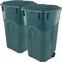 ECOSolution 32 Gallon Wheeled Outdoor Garbage Can with Attached Snap Lock Lid and Heavy-Duty Handles, ECO Green, Heavy-Duty Construction, Perfect Back Yard, Deck, or Garage Trash Can, Pack of 2
