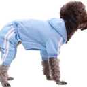 Puppy Dog Hoodie - Small/Medium Dog & Cat Apparel - Fleece Sweater & Jumpsuit - Winter Clothes (Large, Blue), 13.2 - 16.2 lb