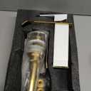 Bathroom Faucet Gold Spout Waterfall White Body Single Hole 1 Handle Bathroom Vanity Sink Faucet with Deck Plate and Pop Up Drain Stopper Overflow Brass Basin Mix Tap Deck Mount