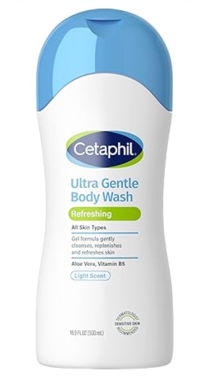 Cetaphil Ultra Gentle Refreshing Body Wash, Refreshing Scent For Dry to Normal, Sensitive Skin, 16.9oz Pack of 1, with Aloe Vera, Calendula, Vitamin B5, Hypoallergenic, Dermatologist Tested