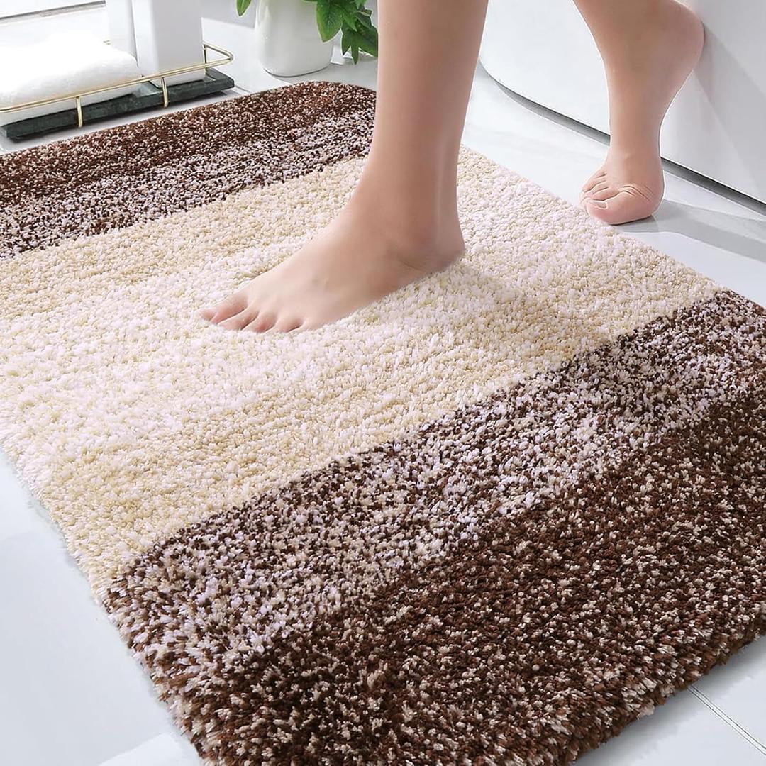 OLANLY Bathroom Rugs Mat 36x24, Extra Soft Absorbent Microfiber Bath Rugs, Rubber Backing, Quick Dry, Machine Washable Bath Mats for Bathroom Floor, Tub and Shower, Home Decor Accessories, Brown