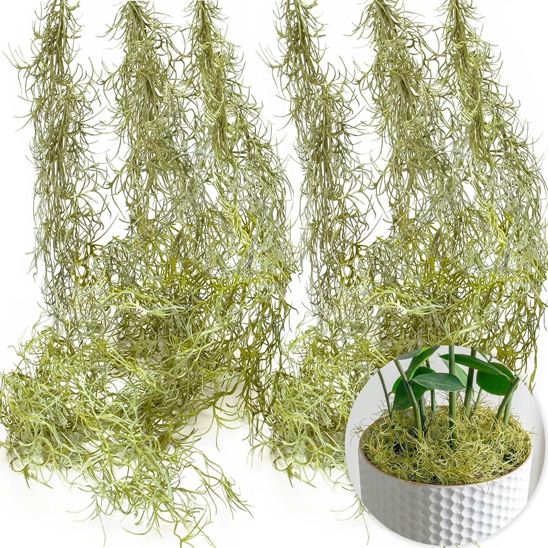 SEEKO Succulents Extra Large Spanish Moss (6pck, 6oz, 33" Long) - Fake Moss for Crafts (6 pc (33"))
