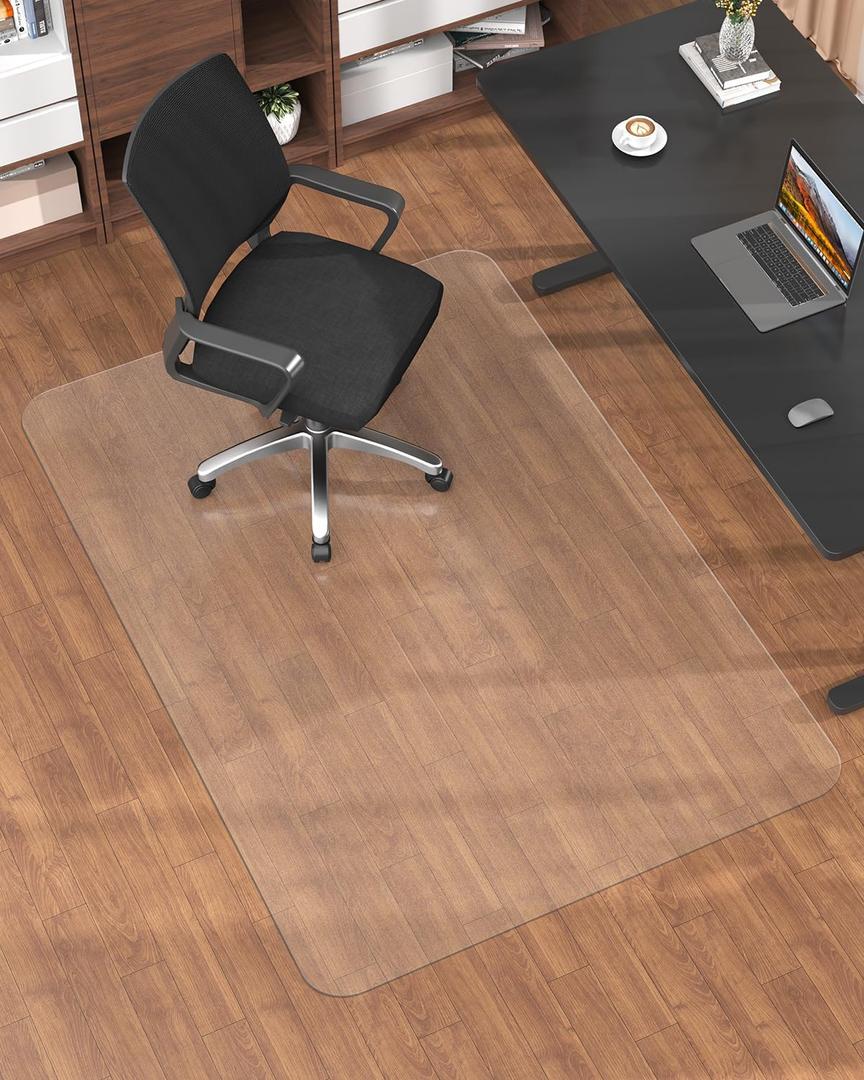 Blvornl Frosted Clear Chair Mat for Hardwood Floor, 34.6"*47.2" Hard Material Office Chair Mat, Memory Plastic Computer Chair Pad for Rolling Chairs, Desk Floor Rug for Office and Home