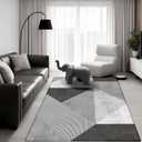 3x5 Area Rug Bedroom, Black Grey White Modern Geometry Area Rugs, Soft Machine Washable Contemporary Floor Carpet for Indoor, Non-Slip Square Low Pile Area Mat for Office Kitchen Decor