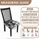 Stretch Dining Chair Seat Covers Set of 6,Dining Chair Slipcovers, Floral Printed Chair Covers,Soft Fabric Washable Upholstered Chair Seat Protector, No Rear Covers for Home Kitchen Dining Room (Black Base White Rose)