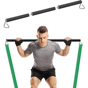 Resistance Band Bar, 26.4 in or 39.4 in, Workout Bar for Fitness, Portable Weightlifting Training, Suit for Home Exercise, Resistance Band Training