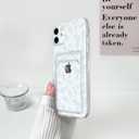 NITITOP Compatible with iPhone 12 Mini Case Clear with Card Holder Cute Flower Floral Leave Pattern for Women Girl Soft TPU Shock-Absorbing Wallet Case Protective Phone Cover - Light Blue