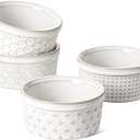 LE TAUCI Ramekins 6 oz, Ramiken for Creme Brulee, Lava Cake,Pudding, Souffle, Small Sauce Bowl,Ceramic Baking Dishes- 4 inch, Set of 4, Arctic White