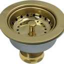 Kingston Brass K112PB Tacoma Kitchen Sink Basket Strainer, Polished Brass 4.44 x 4.44 x 3.81