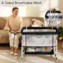 3 in 1 Bedside Bassinet for Baby, Easy to Assemble & Portable Bedside Crib for Newborns with Storage Basket, Lockable Wheels & Breathable Mattress, 6-Position Height Adjustment
