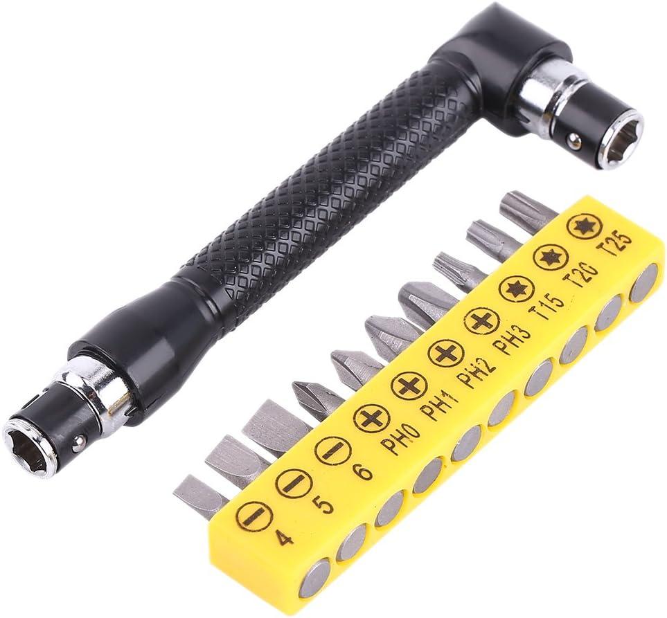 1/4 Inch L Shape Hex Socket Wrench Double End Wrench with Screwdriver Bits for Mechanic Repair Tool