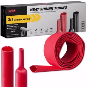 CUBEFELLER 3:1 Ratio 5/8 Inch (15mm) Red Heat Shrink Tubing - 4ft (1.22M Total Length), Marine Grade Waterproof Adhesive Lined, Insulation Sealing Oil-Proof Wear-Resistant,CFET0415R