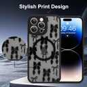 AIGOMARA for iPhone 14 Pro Max Case, Compatible with MagSafe, Cute Bowknot Pattern with Semi-Transparent Frosted Phone Case for Woman Gilrs Soft TPU and PC Back Protective Slim Phone Cover Black