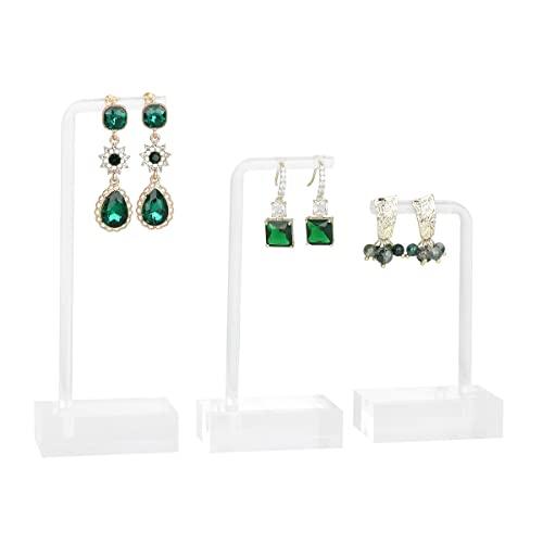 GemeShou 3pcs clear earring stand jewelry display for show, acrylic earring holder hanger for women, small earring jewelry display for selling Photo【Acrylic Earring L Stand-3pcs 】