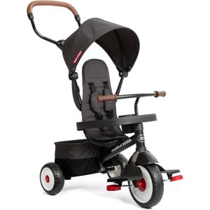 Radio Flyer Premium Stroll 'N Trike, Black Baby Trike for Ages 1-5 Years, Premium Baby Tricycle