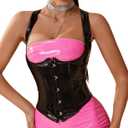 Alivila.Y Fashion Corset Womens Faux Leather Steampunk Corsets Victorian Bustier Top (Black Pvc) XL