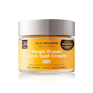 Glo Melanin Magic Eraser Dark Spot Cream for Face, Body & Sensitive Areas - inner thighs remover Made in USA - Faded Cream for Black Spots 1.7 Oz