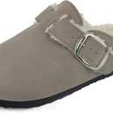 Sweechee Women's Cork Footbed Clogs with Soft Fur Lining, Comfortable Shearling Slippers Women's for Winter (8-9)