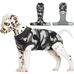 FUAMEY Dog Recovery Suit Male,Dogs Surgery Neuter Suits Puppy Spay Shirts for Female Protect Dog's Skin Anti Licking Abdominal Wounds Doggie Onesie Pet Bodysuit Alternative to Cone Grey Camouflage XS (XS(Back:8.3-11.4in,WT:4-7lbs)