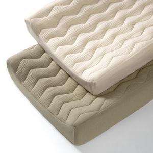 lulumoon Muslin Changing Pad Cover: Baby Cotton Quilted Changing Table Cover - Soft Changing Pad Sheets for Boys Girls (Olive & Cream)